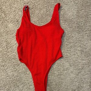 Bold Red Textured Swimsuit